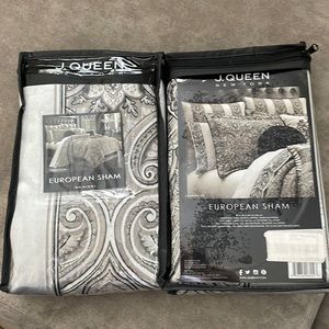 NWT. Grey, Tan, Cream. Euro Shams. Set of 2 Shams. 26” x 26”.